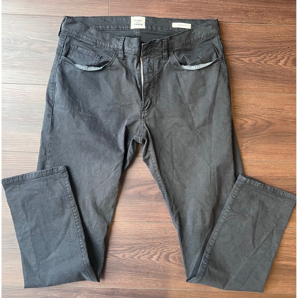 Flint and Tinder 365 Pants Slim Fit Charcoal Black Chinos 32x32
